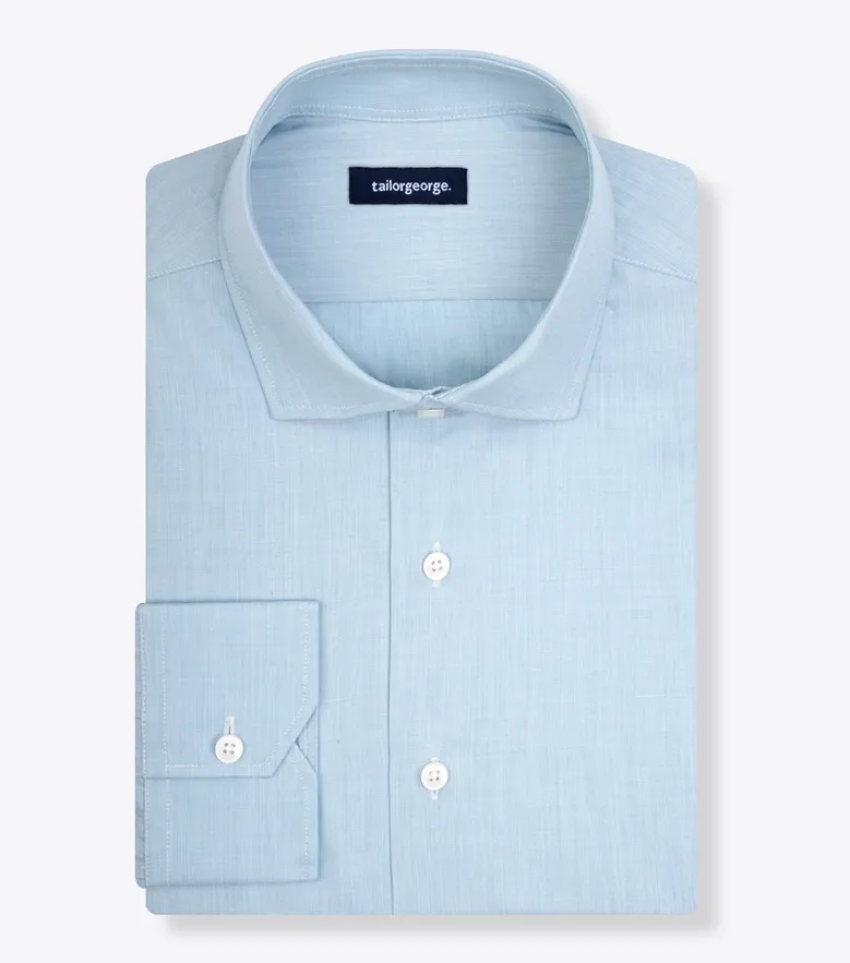 Chemise en fil-à-fil uni bleu clair facile à repasser