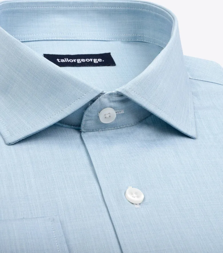 Chemise en fil-à-fil uni bleu clair facile à repasser