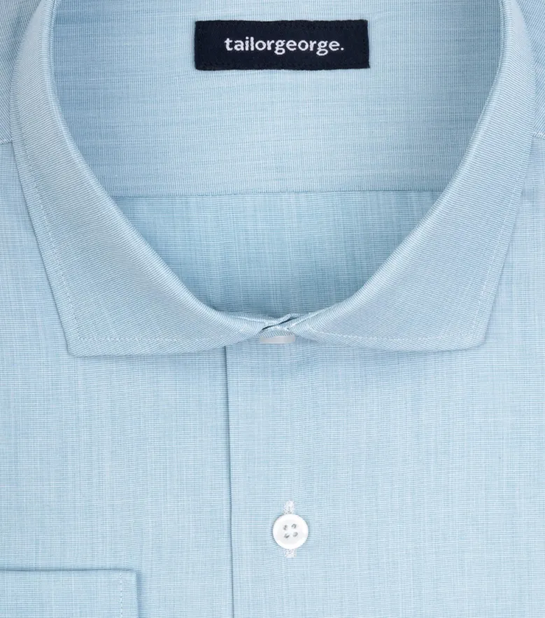 Chemise en fil-à-fil uni bleu clair facile à repasser