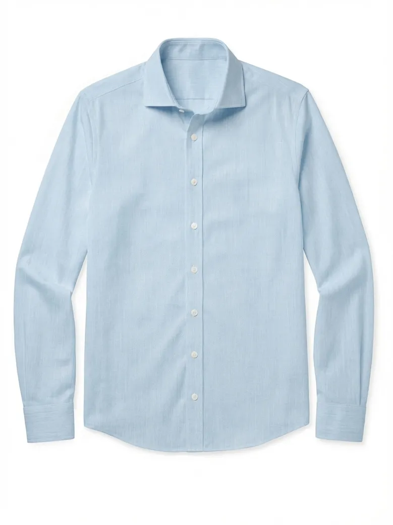 Chemise en fil-à-fil uni bleu clair facile à repasser