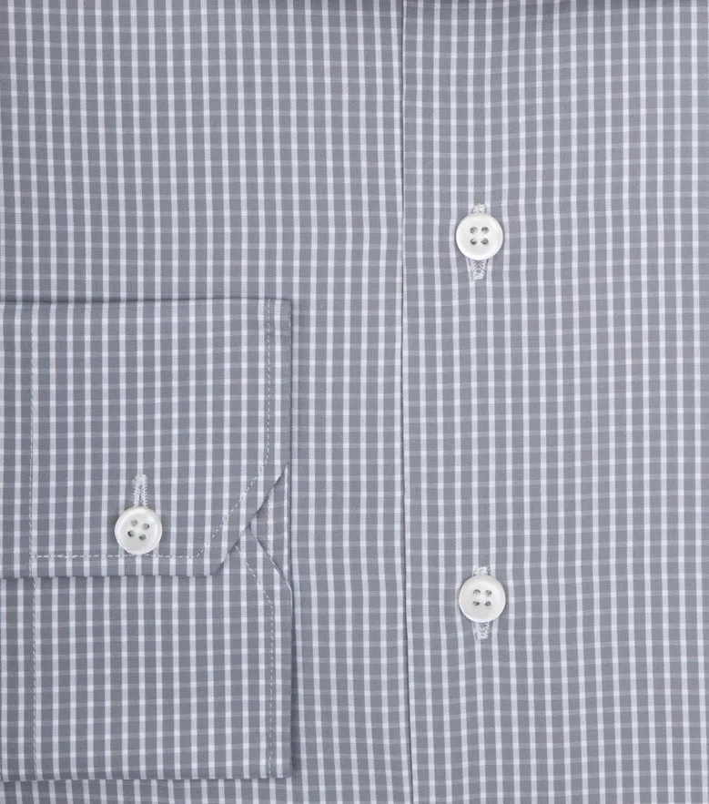 Chemise en popeline à carreaux gris facile à repasser