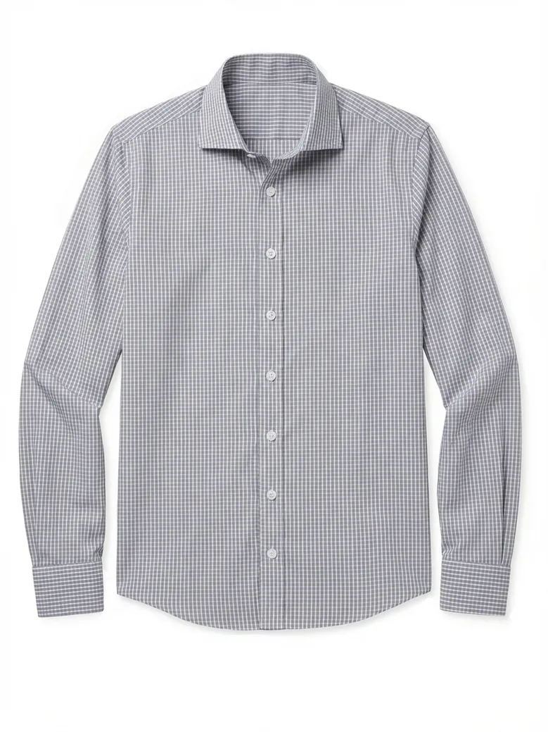 Chemise en popeline à carreaux gris facile à repasser