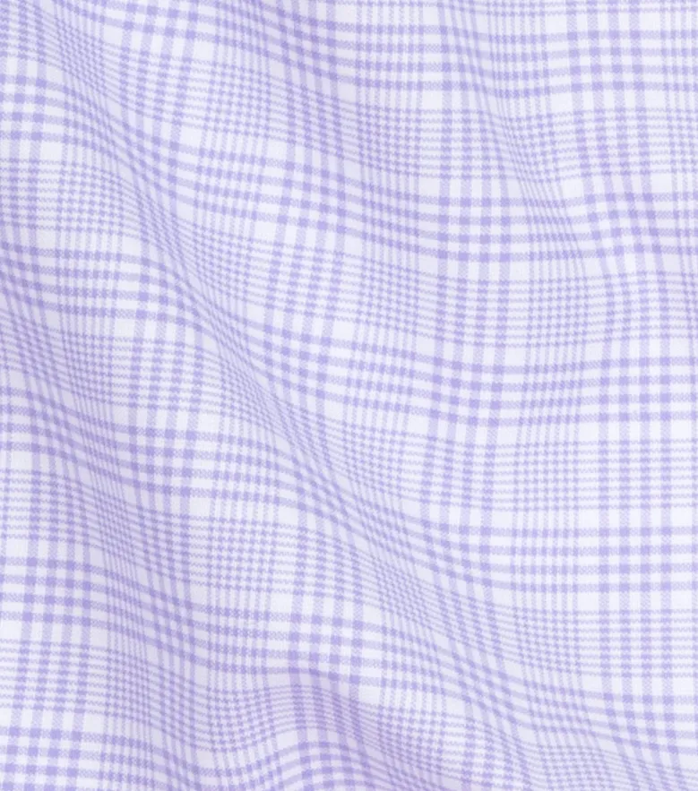 Chemise en popeline à carreaux prince de galles mauves facile à repasser
