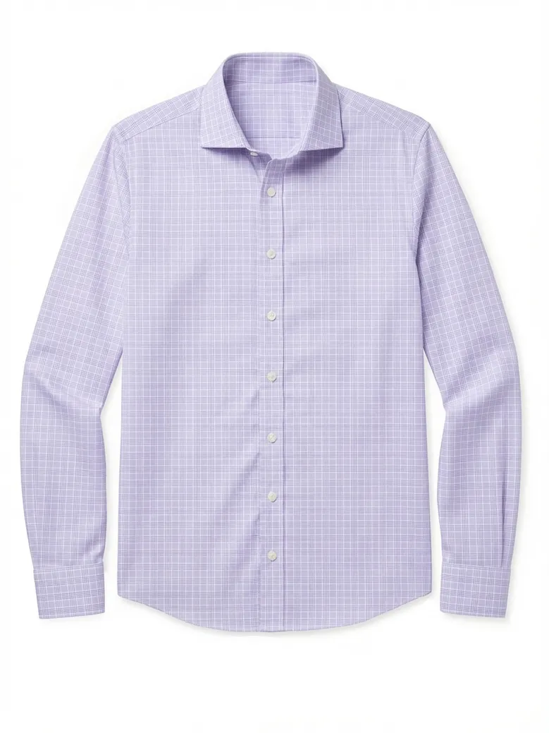 Chemise en popeline à carreaux prince de galles mauves facile à repasser