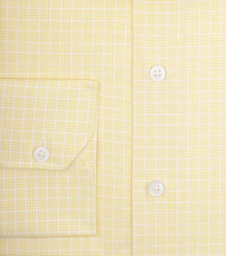 Chemise en popeline à carreaux prince de galles jaunes facile à repasser
