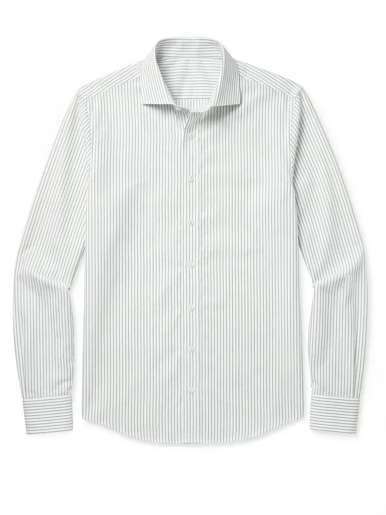 Chemise en popeline à rayures vertes facile à repasser