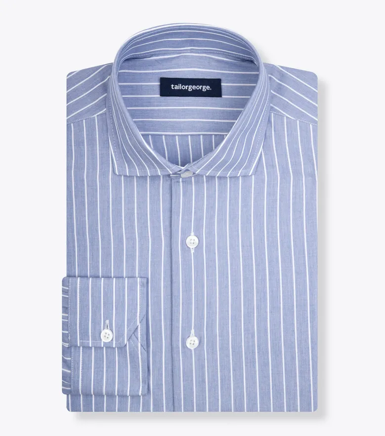 Chemise en popeline à rayures bleues délavées