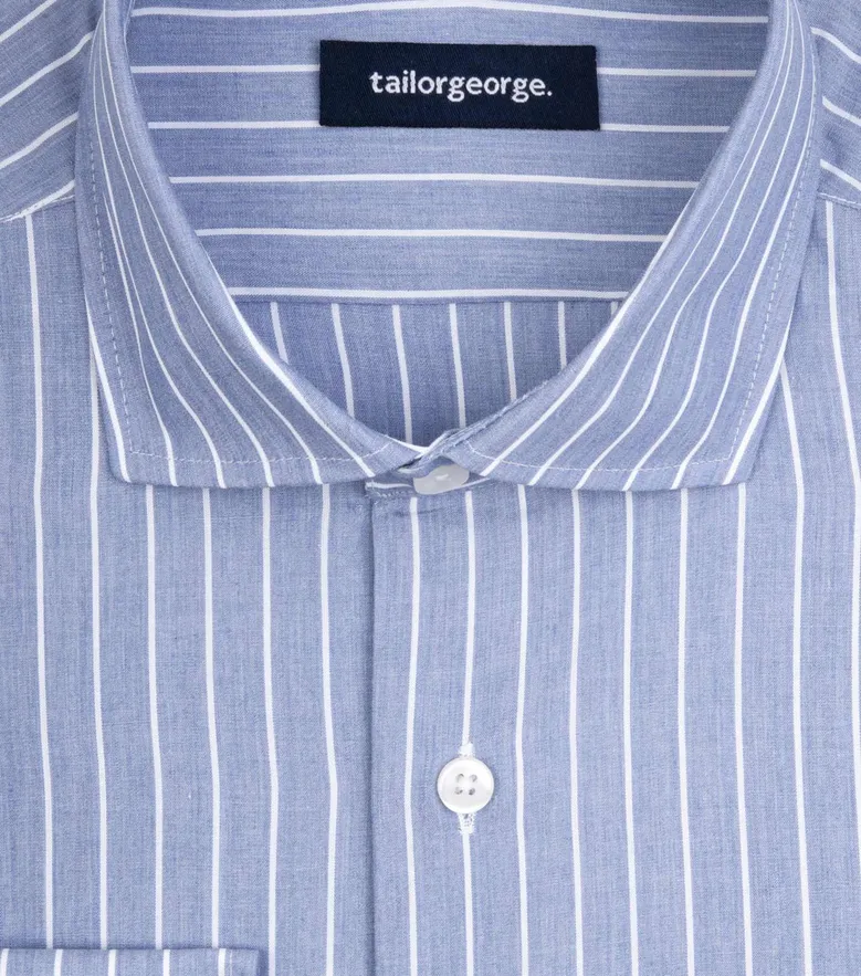 Chemise en popeline à rayures bleues délavées