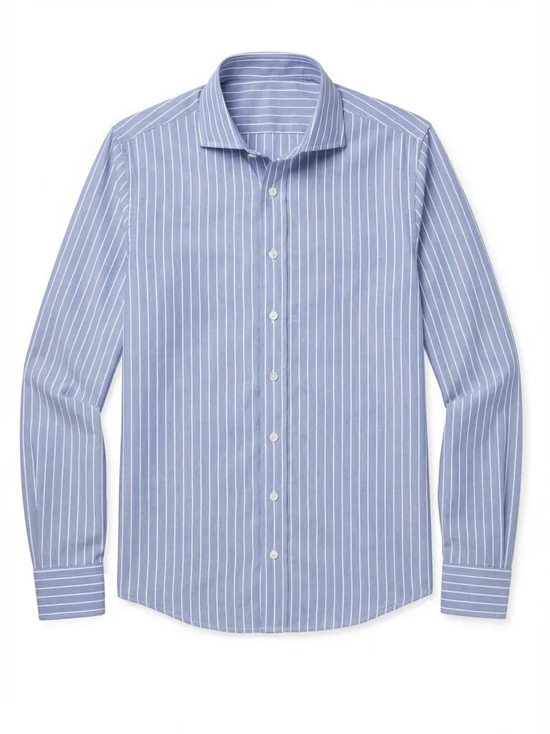 Chemise en popeline à rayures bleues délavées