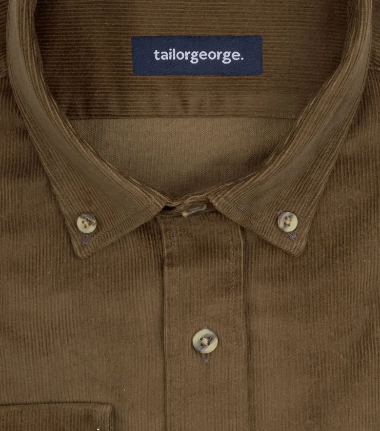 Chemise en velours côtelé épais marron châtaigne