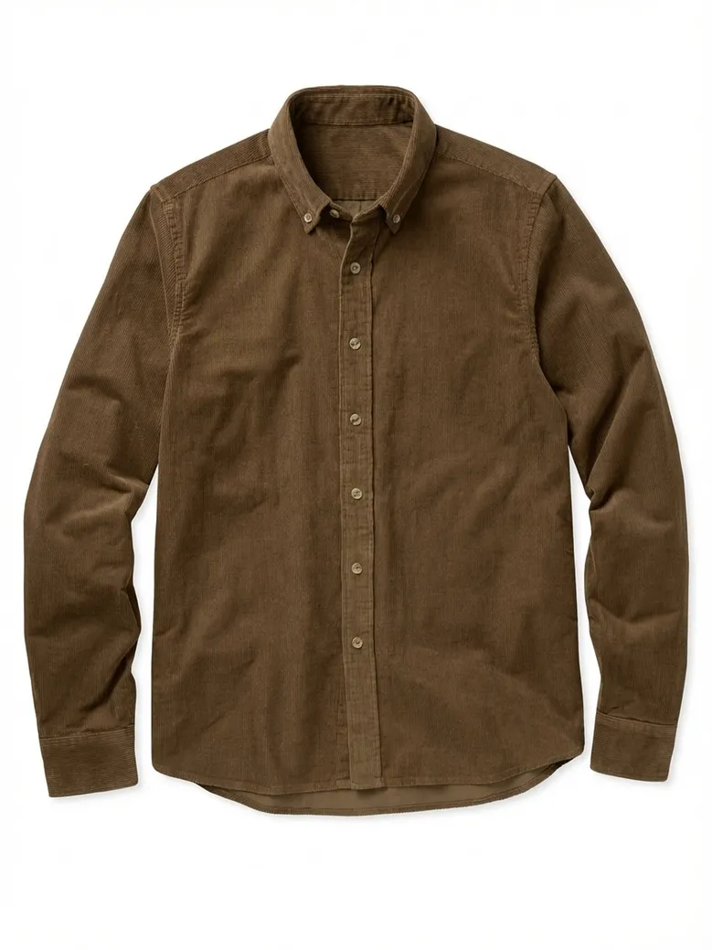 Chemise en velours côtelé épais marron châtaigne