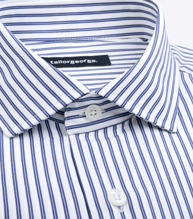 Chemise en popeline à rayures bleues facile à repasser