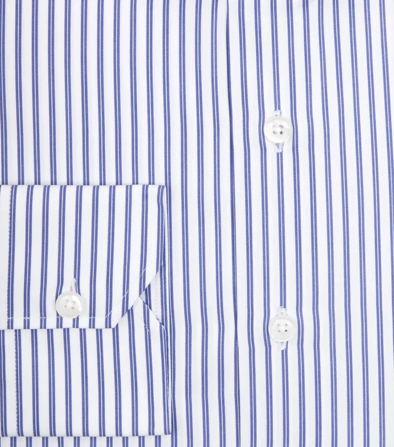 Chemise en popeline à rayures bleues facile à repasser