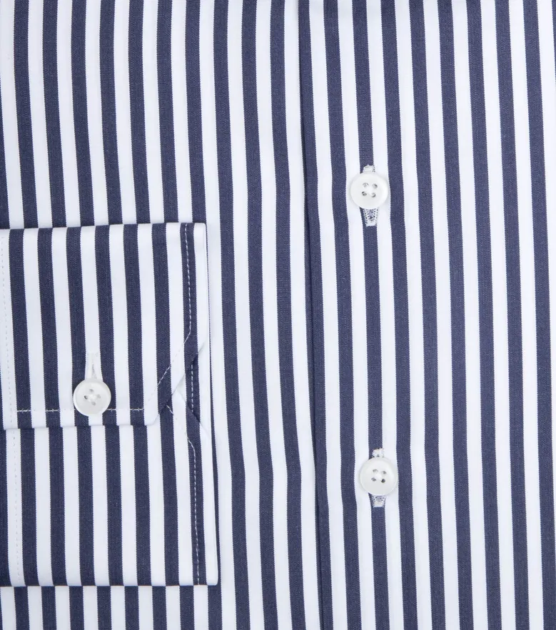 Chemise en popeline à rayures bleu marine facile à repasser