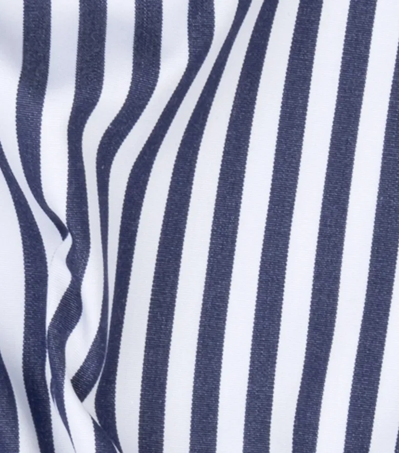 Chemise en popeline à rayures bleu marine facile à repasser