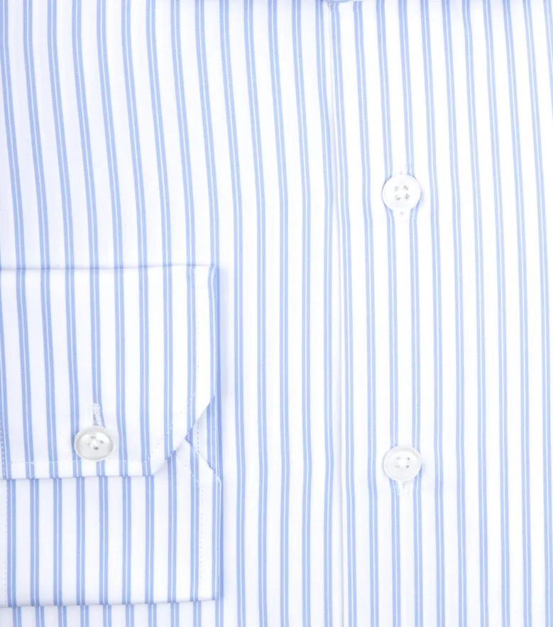 Chemise en popeline à rayures bleu ciel facile à repasser