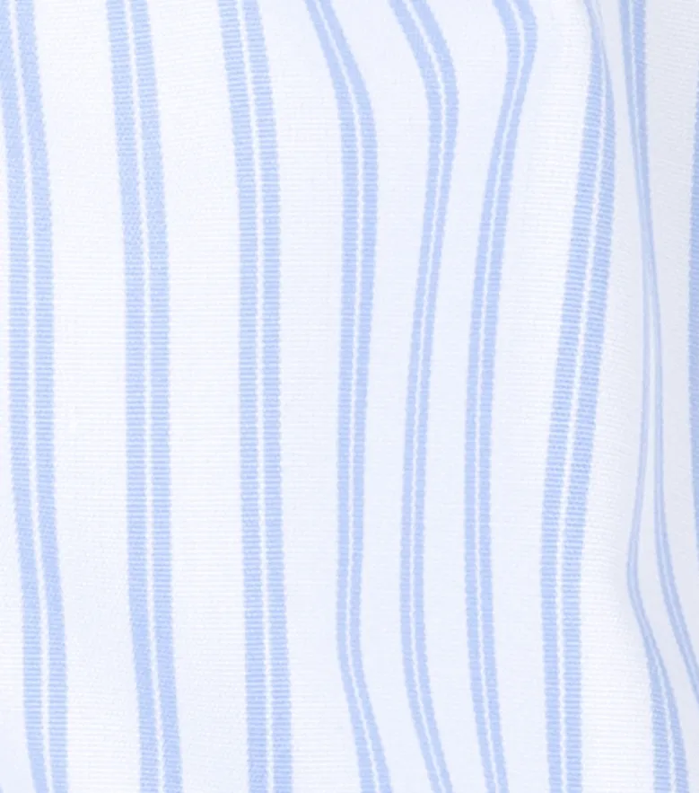 Chemise en popeline à rayures bleu ciel facile à repasser