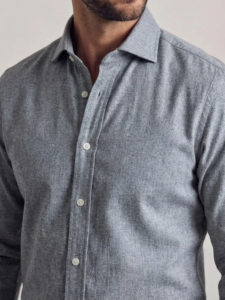 Chemise en flanelle gris uni