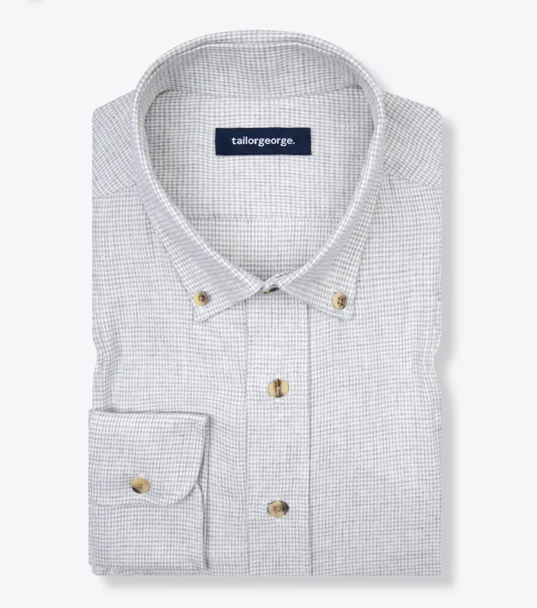 Chemise en flanelle à mini-carreaux gris
