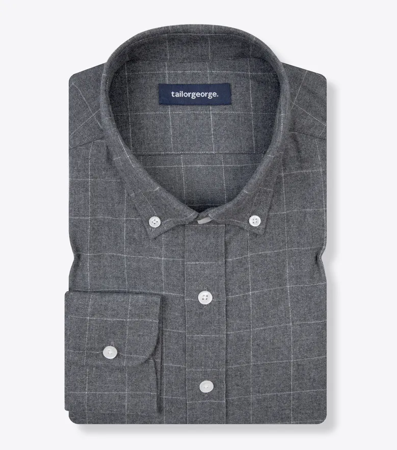 Chemise en flanelle à grands carreaux gris