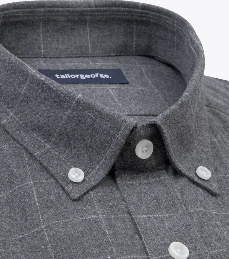 Chemise en flanelle à grands carreaux gris