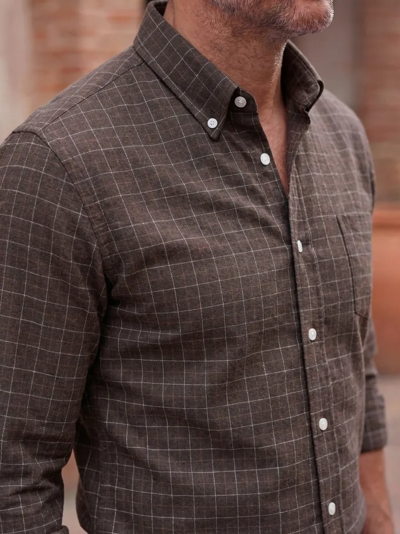 Chemise en flanelle à carreaux marron