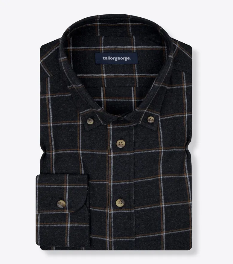 Chemise en flanelle à carreaux gris foncé