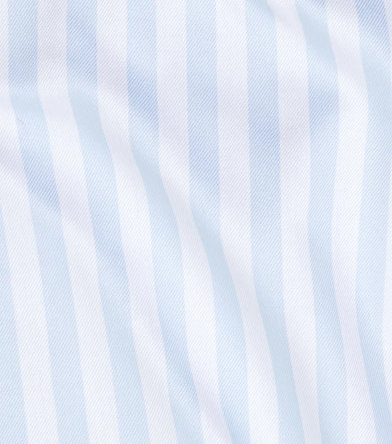 Chemise en twill à rayures bleu ciel facile à repasser