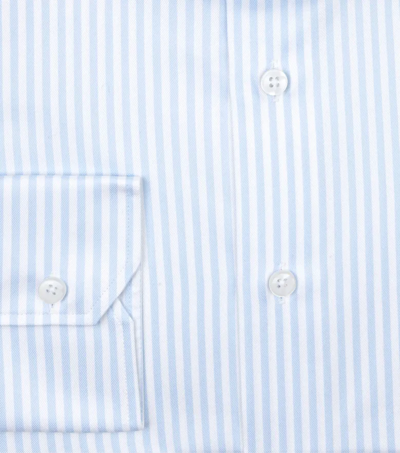 Chemise en twill à rayures bleu ciel facile à repasser