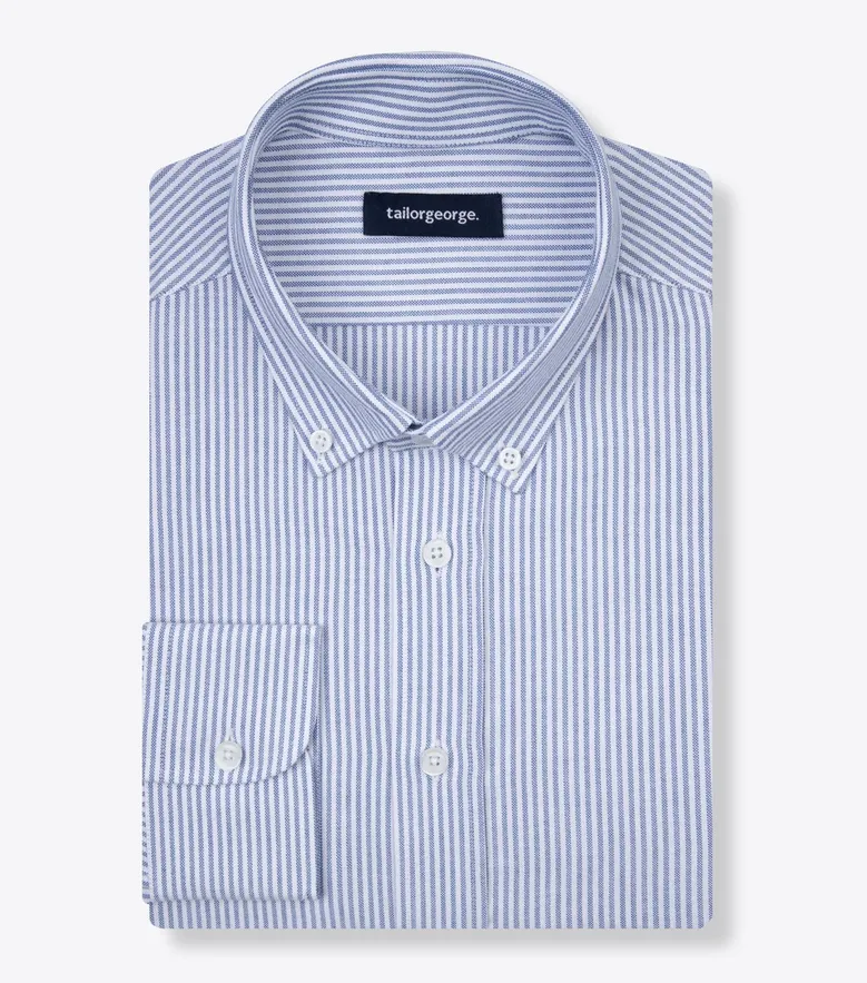 Chemise en Oxford à rayures bleu marine