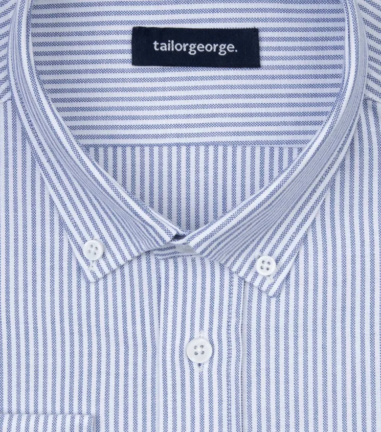 Chemise en Oxford à rayures bleu marine