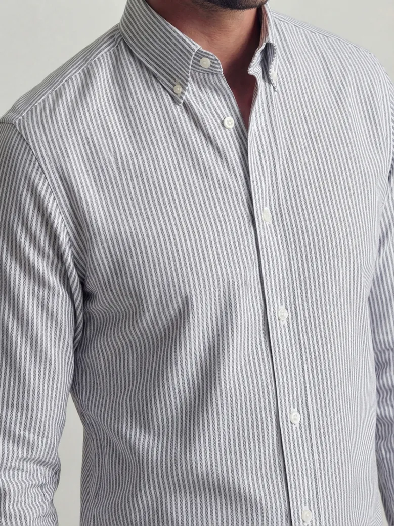 Chemise en Oxford à rayures gris
