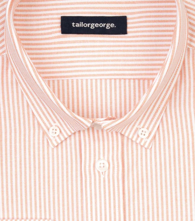 Chemise en Oxford à rayures orange