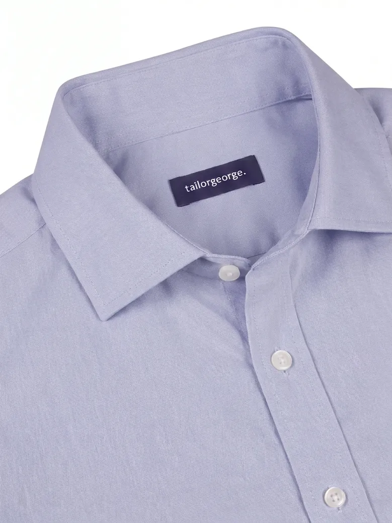 Chemise en popeline à micro-carreaux bleu lavande