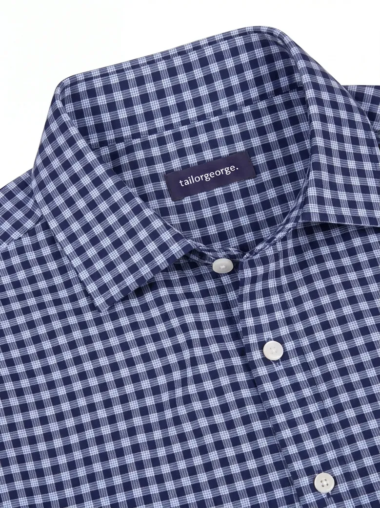 Chemise en twill à carreaux bleus