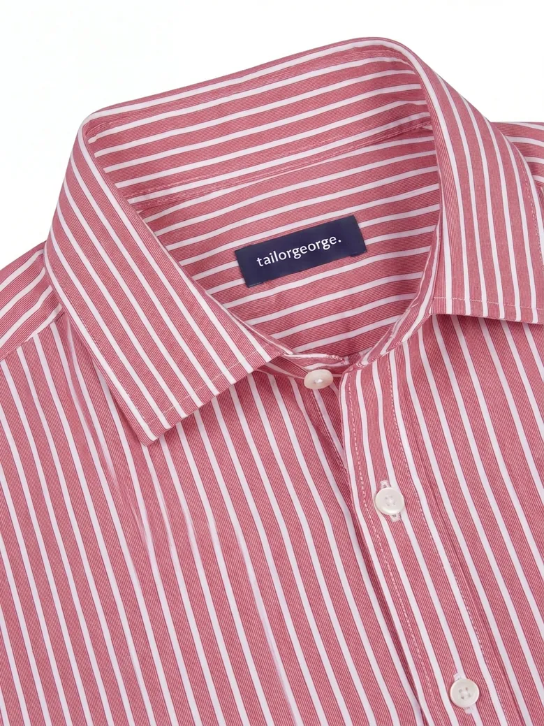 Chemise en popeline à rayures rouges
