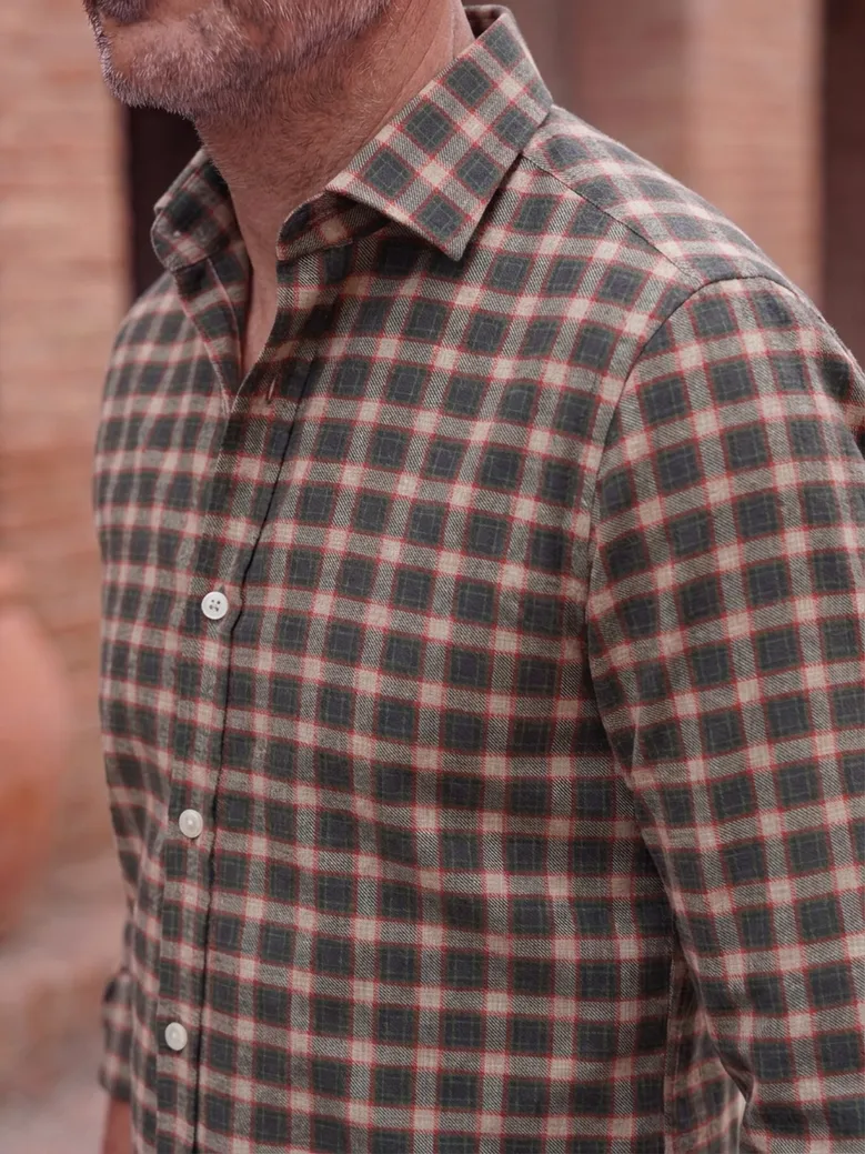 Chemise en flanelle à carreaux verts
