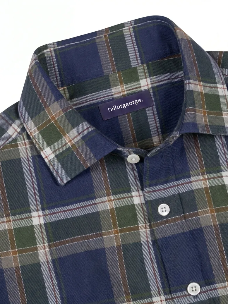 Chemise en flanelle à carreaux bleus