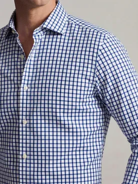 Camicia in twill a quadri blu navy