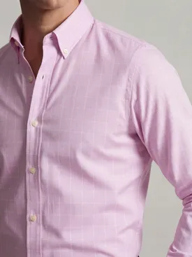Camicia in twill a quadri viola